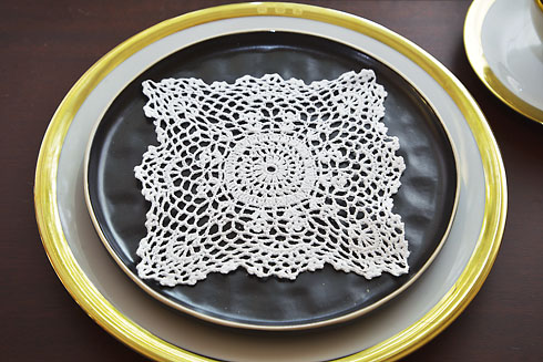 White color Square Crochet Doilies 6" Square.